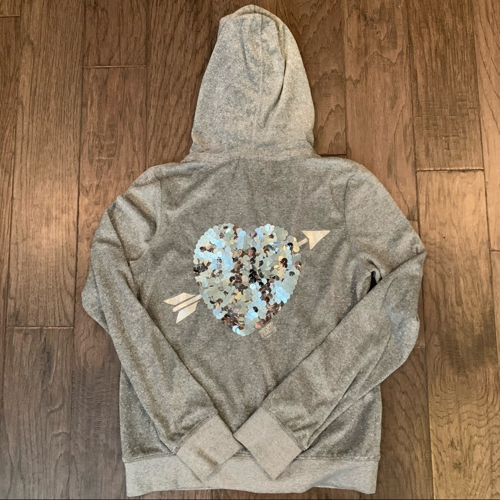 VS PINK Katie Price Bling Sequin Silver Hoodie